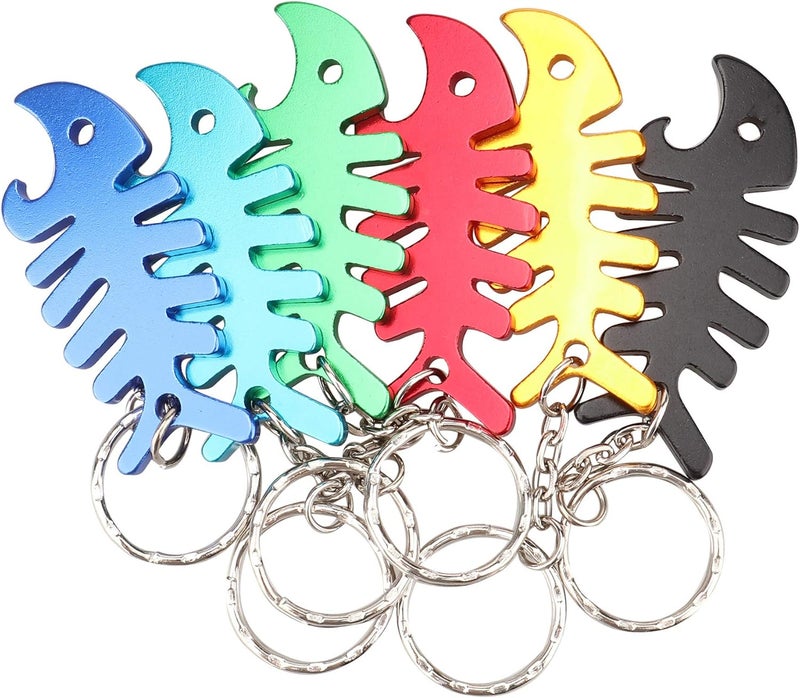 SWATOM Fish Bone 6PCS Bottle Opener Keychain Beer Openers Tool Key Chain Ring Accessories - Image 1